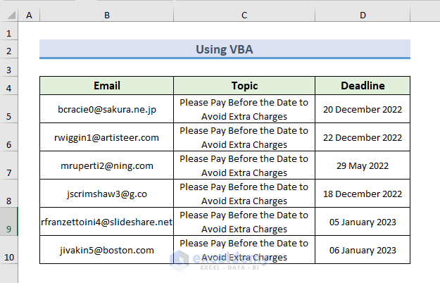 Send Automatic Email Alerts from Excel Worksheet Using VBA