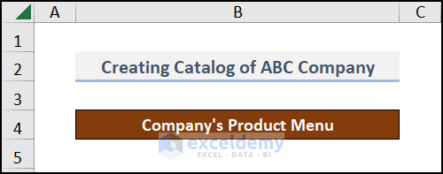 Create Headers for Excel Catalog Creator