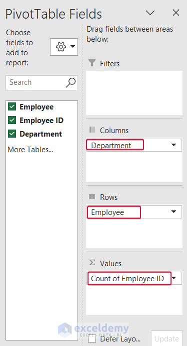 setting up pivottable fields to clear pivot cache in excel