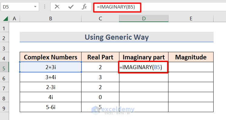 using a generic way to excel complex number magnitude