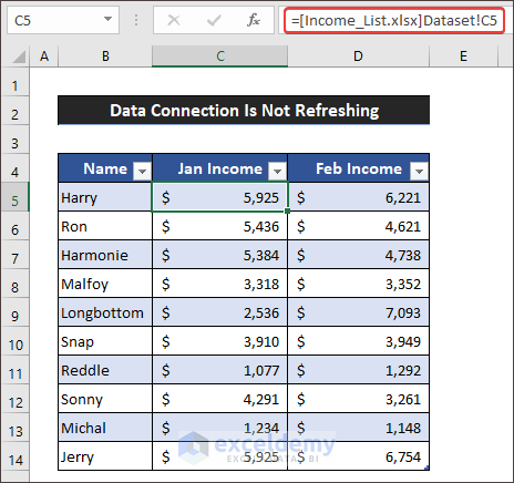Data connection in between two Excel file