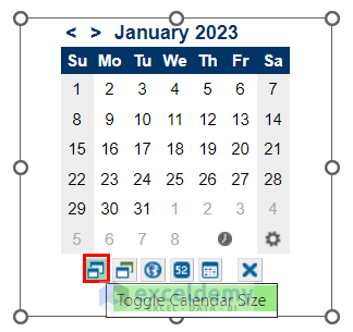 toggle calendar size