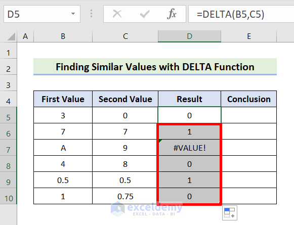 How to Use DELTA Function in Excel (3 Practical Examples)