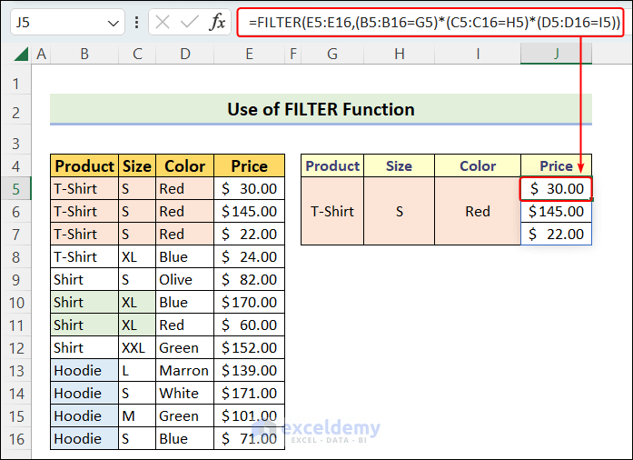 Using FILTER Function to Return Multiple Records