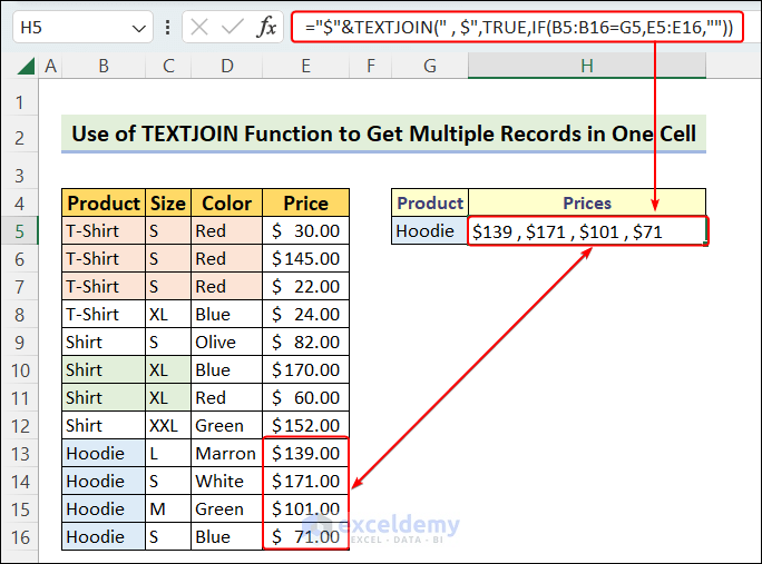 Using a Combination of TEXTJOIN and IF Functions to Return Multiple Records: Alternative to DGET