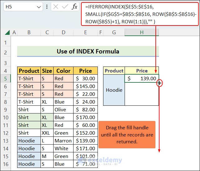 Using a Combination of INDEX, IF, SMALL and ROW Functions: Alternative to DGET