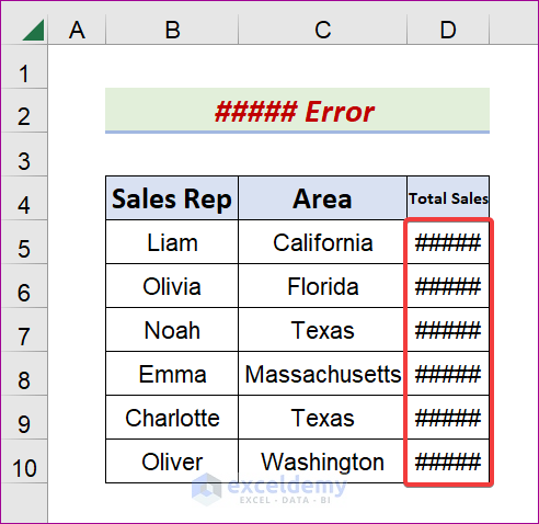 ##### Error Message in Excel