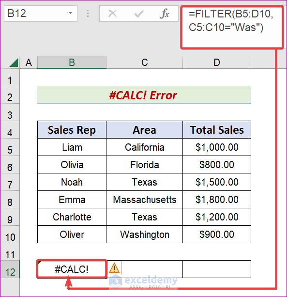 #CALC! Error in Excel