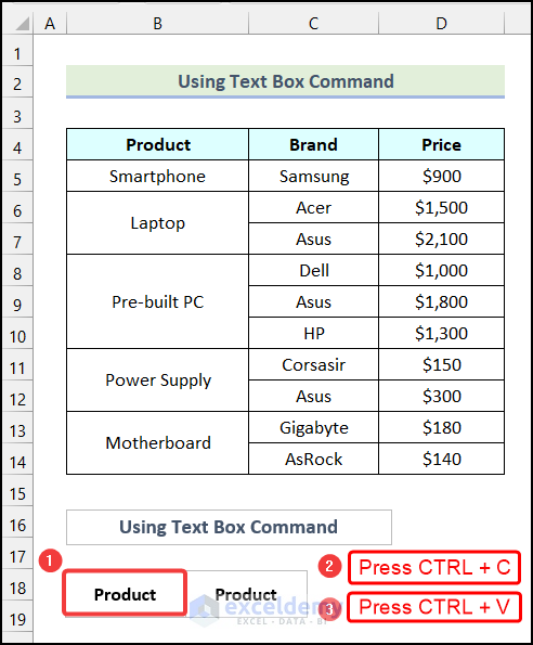 Using Copy and Paste command to create a floating text box in Excel