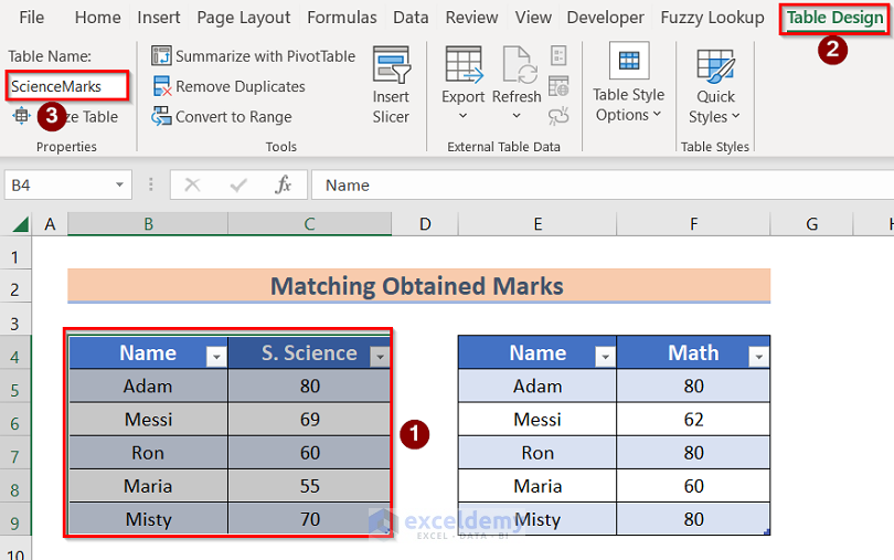 Table Name to Use Fuzzy LOOKUP Algorithm in Excel
