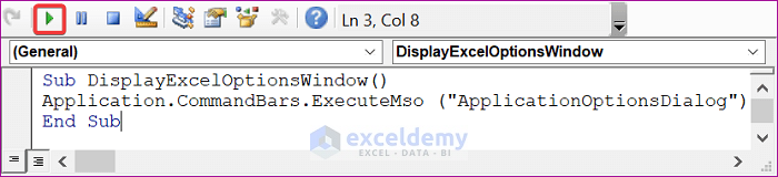 Run VBA Code to View Excel Options Dialog Box