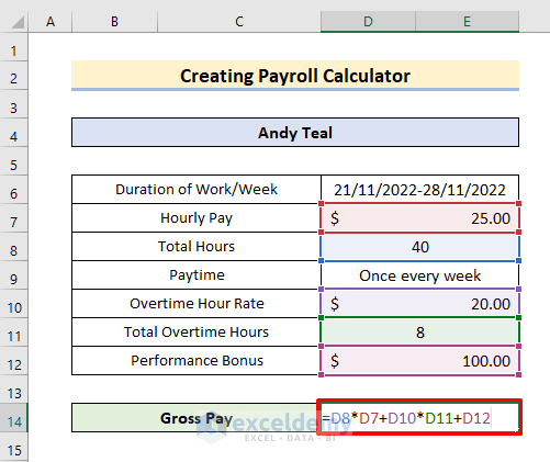 Calculate Gross Pay to Create Payroll Calculator