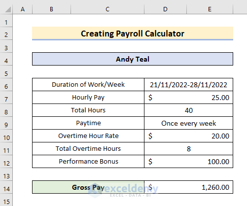 payroll assignment in excel