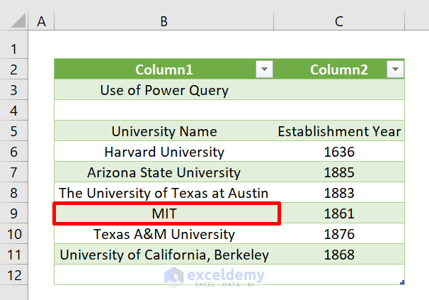 Output of Utilizing Excel Power Query to Refresh File Data Connection Without Opening