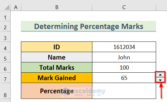 Spin Button to Use Spin Button Percentage in Excel