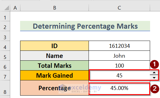 Final Result to Use Spin Button Percentage in Excel