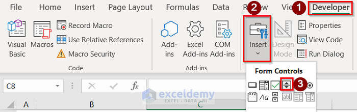Using Developer to Use Spin Button Percentage in Excel