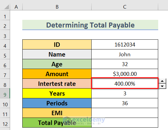 Result to Use Spin Button Percentage in Excel