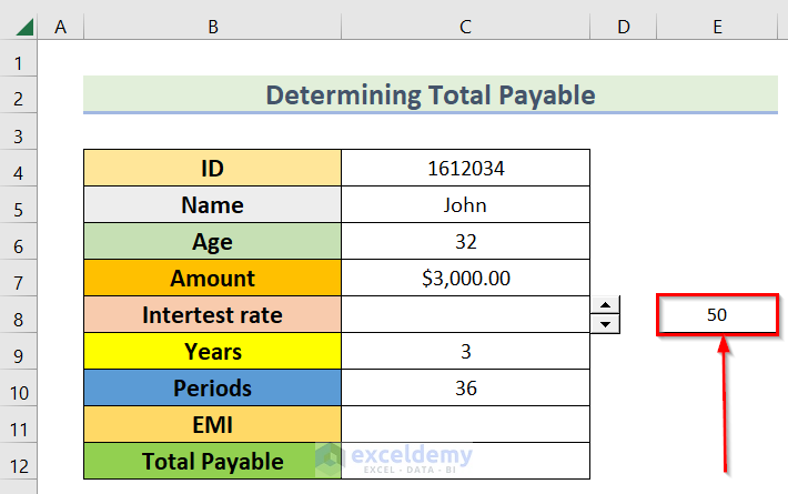 Value Add to Use Spin Button Percentage in Excel