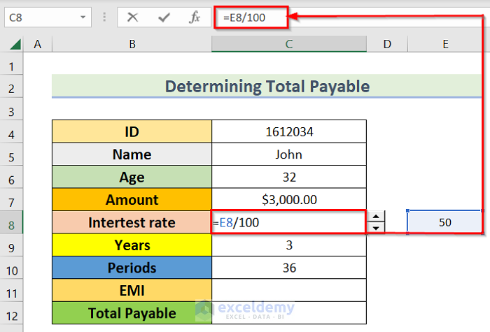 Following Formula to Use Spin Button Percentage in Excel