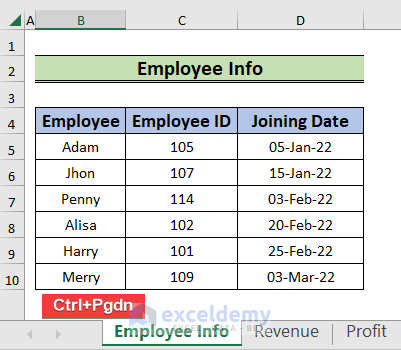 using keyboard shortcut to perform tab navigation in excel