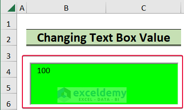 changing text box value to use conditional formatting on text box in excel
