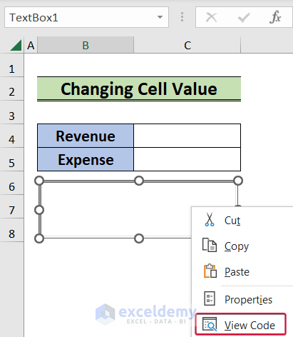opening visual basic tab to use conditional formatting on text box in excel