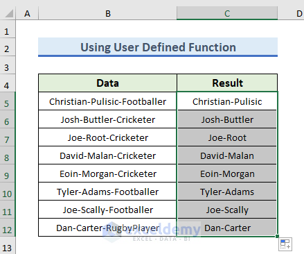 Utilize User-Defined Function to Remove Text after Character