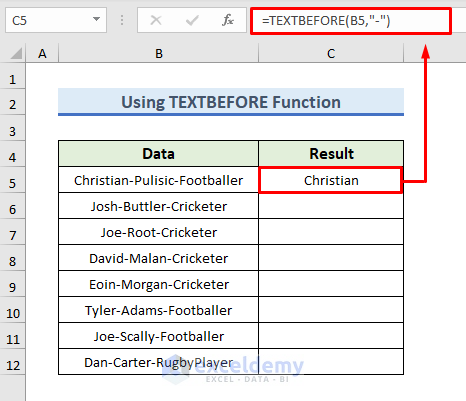 Truncate Text Using TEXTBEFORE Function
