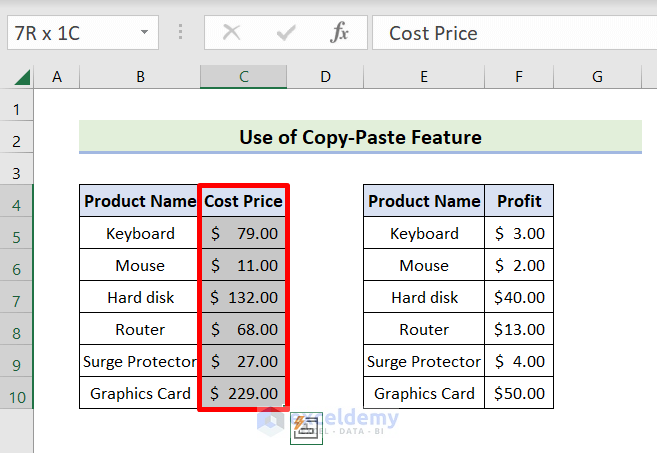 Use Copy-Paste Feature to Merge Tables