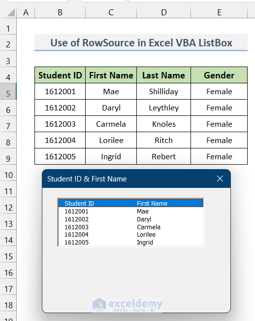 Use of Direct Range Reference in RowSource of VBA ListBox
