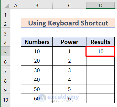 Making Exponent in Excel Textby Using Keyboard Shortcut
