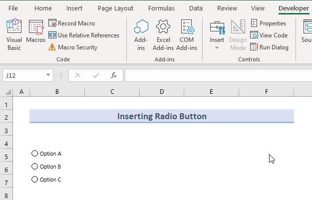 Grouping Radio Buttons in Excel without VBA