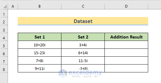 how to add complex numbers in excel