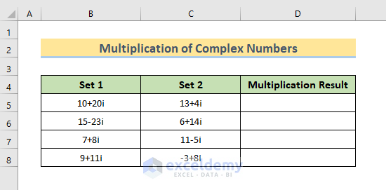 Multiplication of Complex Numbers in Excel