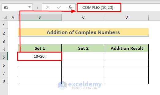 Insert Complex Numbers in Excel