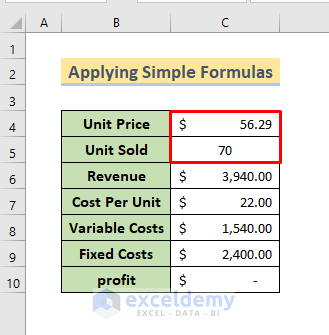 how to calculate break even point in excel result