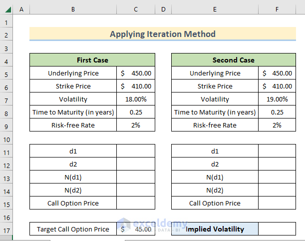 how to calculate implied volatility in excel