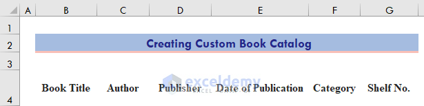 how to catalog books in excel