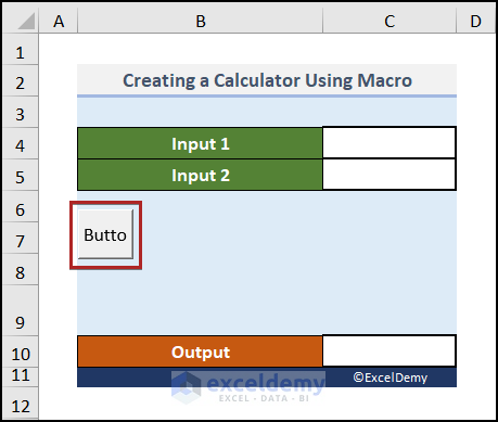 Inserting button in Excel