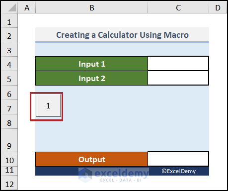 insert button to create a calculator using macros in Excel