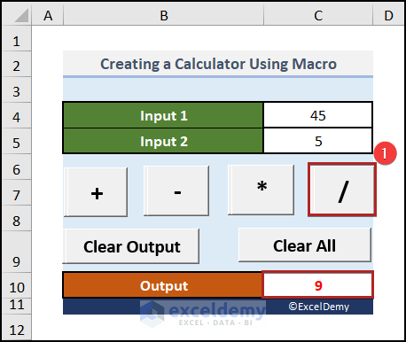 Doing division in Excel