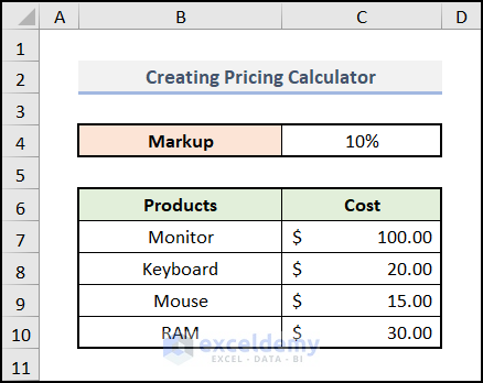 How to Create a Pricing Calculator in Excel