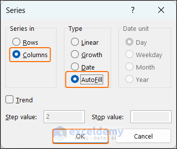AutoFill Odd Numbers Keeping the Formatting Pattern Intact