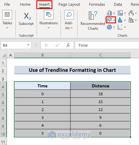Format Trendline to Determine Slope of a Line in Excel