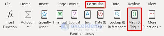 Go to Formula Tab to Attain Remainder