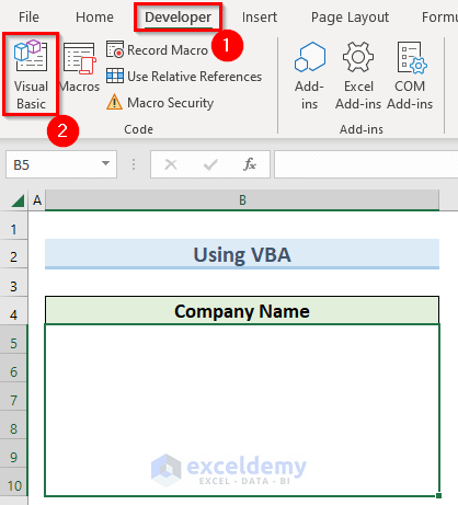 opening VBA to insert WordArt in Excel