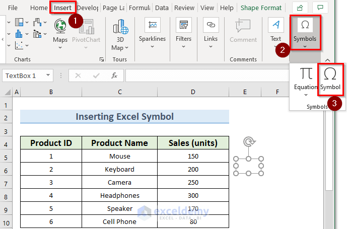 inserting symbol to put a circle around a number in Excel