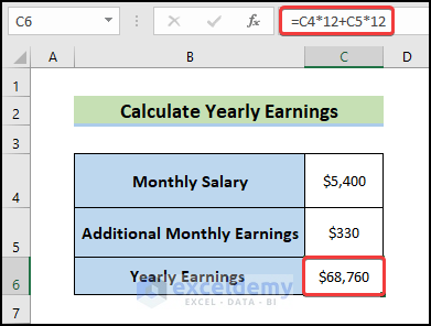 calculate yearly earnings with ActiveX Control Spin Button
