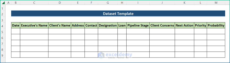 Loan Pipeline Report Excel Dataset Template